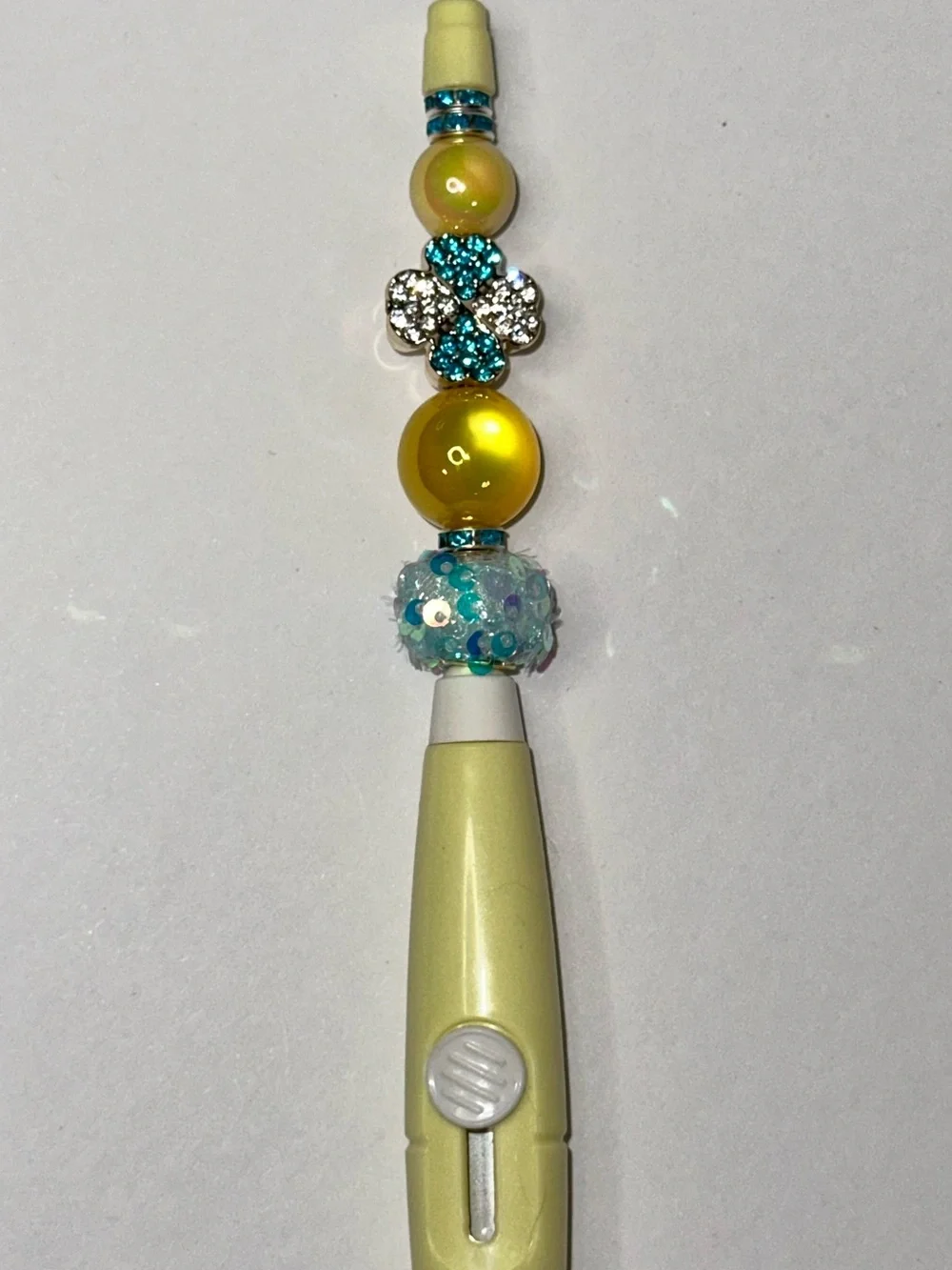 Yellow and Turquoise Beaded Stylus Pen